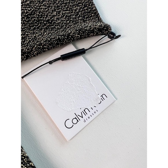 Calvin Klein Sweater Dress Sheath Metallic Gold & Black Zipper Detail XL - Picture 10 of 16